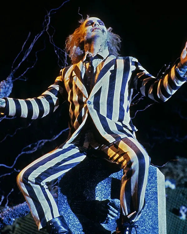 Beetlejuice Beetlejuice 2024 Michael Keaton Striped Suit