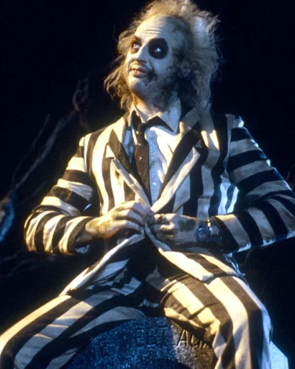 Beetlejuice Beetlejuice 2024 Michael Keaton Striped Suit