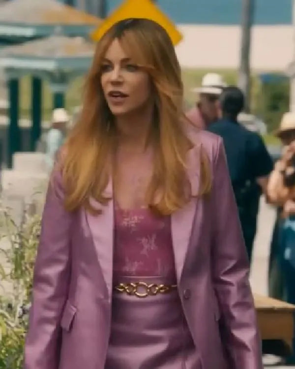 High Potential Kaitlin Olson Pink Leather Blazer