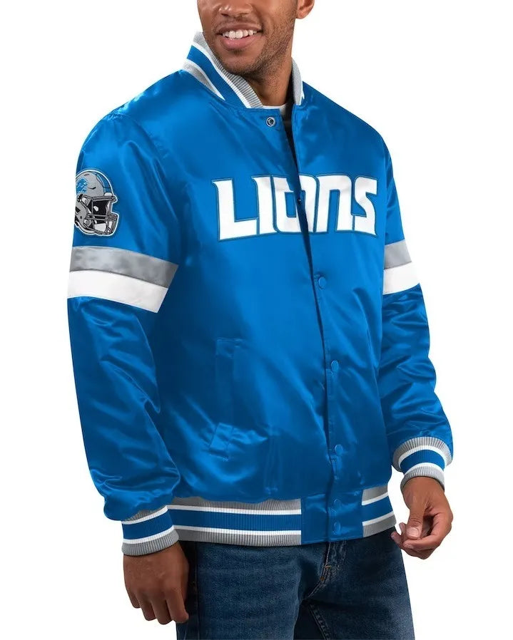 Men’s Starter Blue Detroit Lions Home Game Varsity Jacket