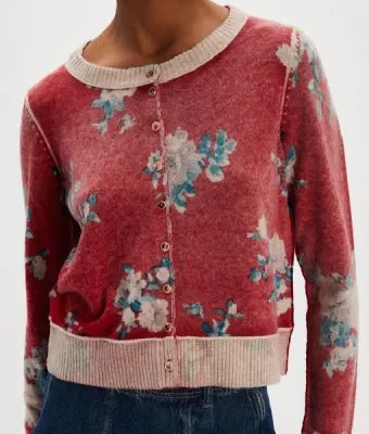 Murder in a Small Town S02 Cassandra Sawtell Red Floral Print Cardigan