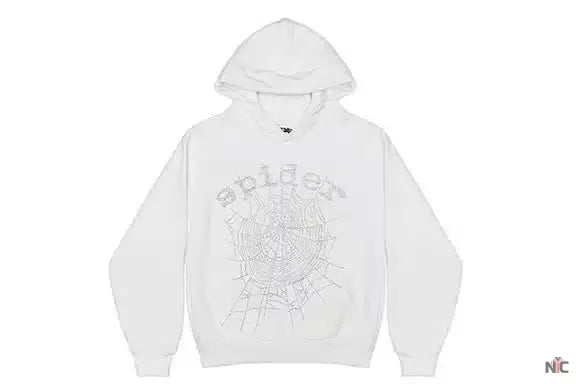 Sp5der OG Rhinestone Logo White Hoodie Clanton Jacket