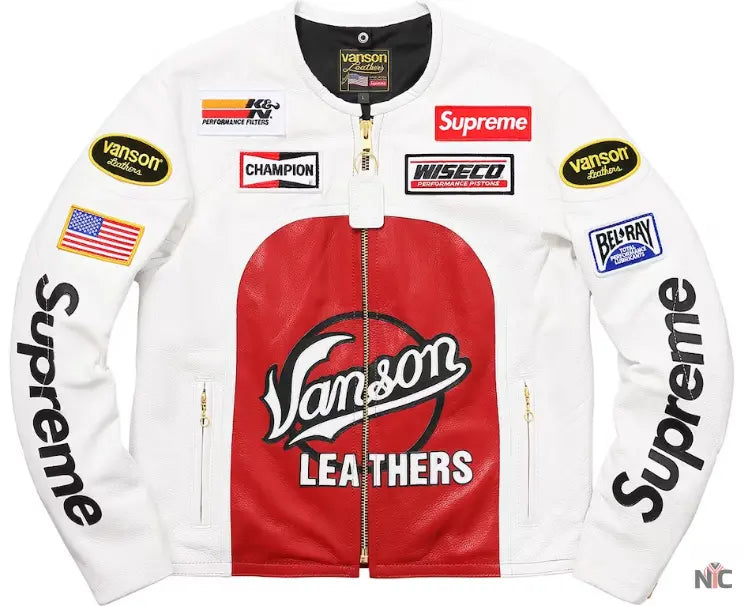 Supreme Vanson White Leather Star Jacket Clanton Jacket