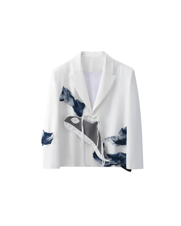 The Voice S28 Kanard Thomas White Whale Print Blazer