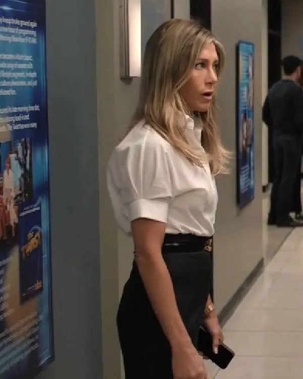 The Morning Show Jennifer Aniston White Pleated Sleeve Blouse