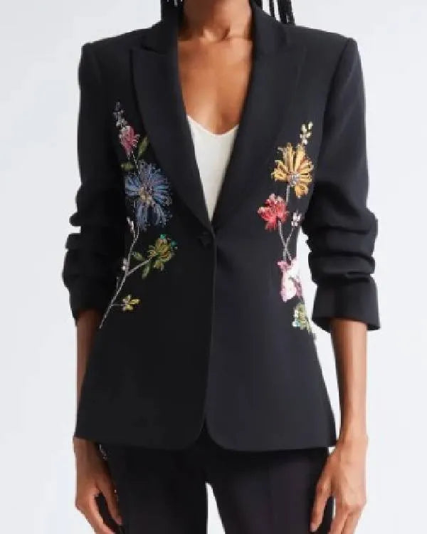 The View Joy Behar Black Floral Embellished Blazer