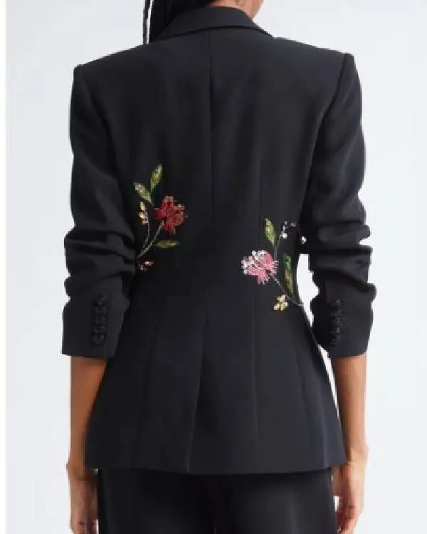 The View Joy Behar Black Floral Embellished Blazer
