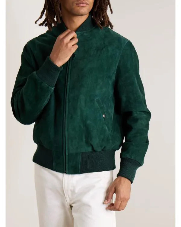 The Voice S28 Michael Buble Green Suede Bomber Jacket