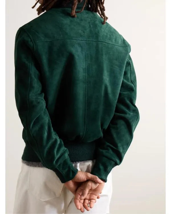 The Voice S28 Michael Buble Green Suede Bomber Jacket