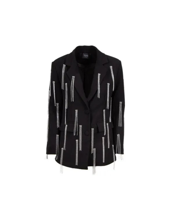 The Voice S28 Natalia Albertini Black Embellished Fringe Dress