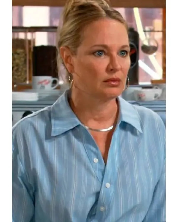 The Young and the Restless Sharon Case Blue Striped Shirt