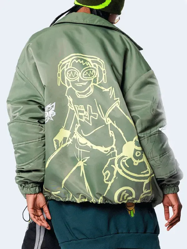 Video Game Jet Set Radio Green Satin Jacket