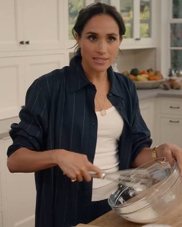 With Love, Meghan 2025 Meghan Markle Black Striped Shirt USA Jackets