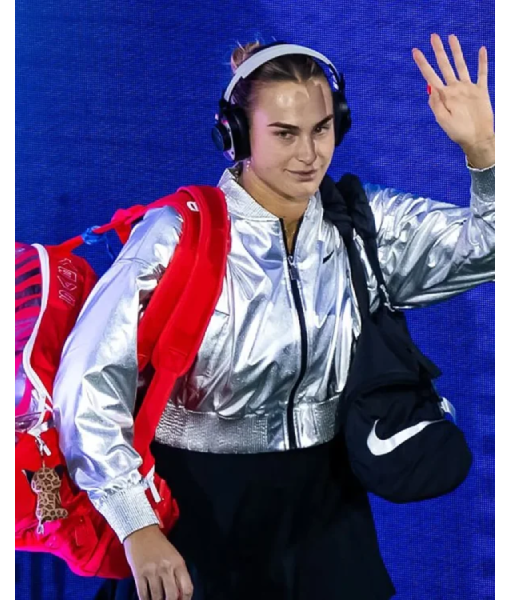 Aryna Sabalenka 2025 US Open Silver Crop Jacket USA Jackets