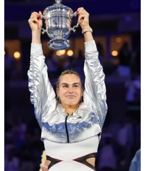 Aryna Sabalenka 2025 US Open Silver Crop Jacket USA Jackets