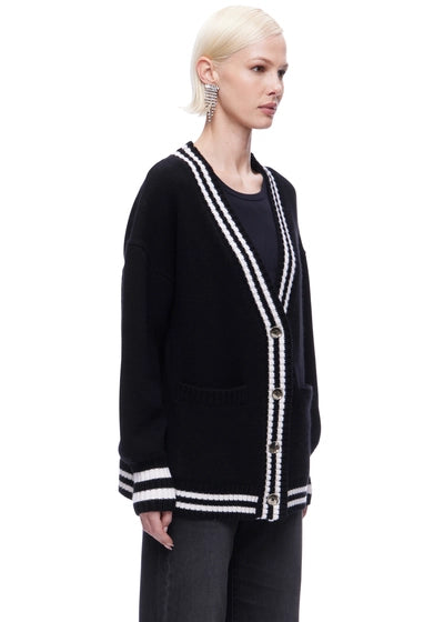 The Striped Oversized Cashmere Cardigan Sweater