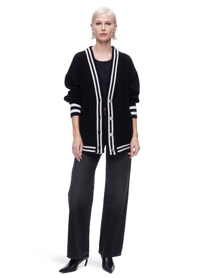 The Striped Oversized Cashmere Cardigan Sweater
