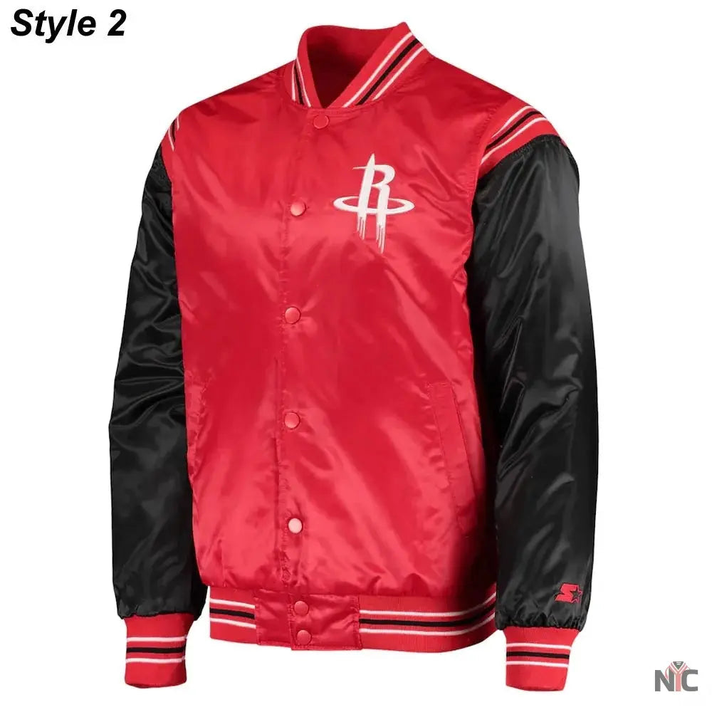 75th Anniversary Houston Rockets Leader Satin Jacket. Clanton Jacket