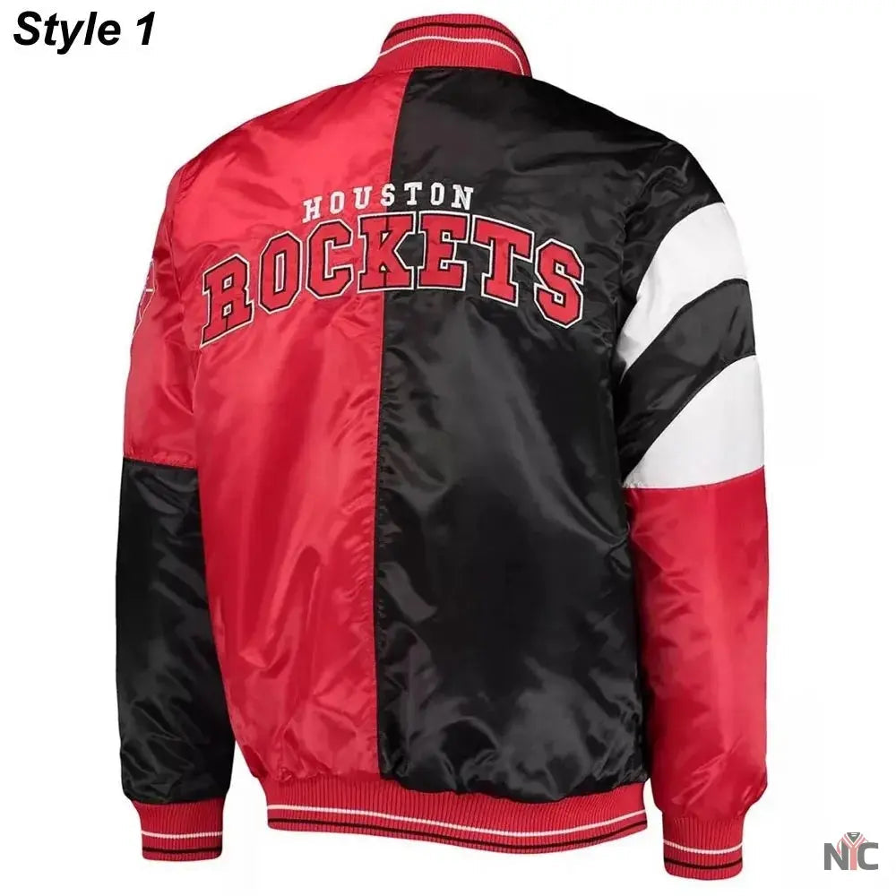75th Anniversary Houston Rockets Leader Satin Jacket. Clanton Jacket