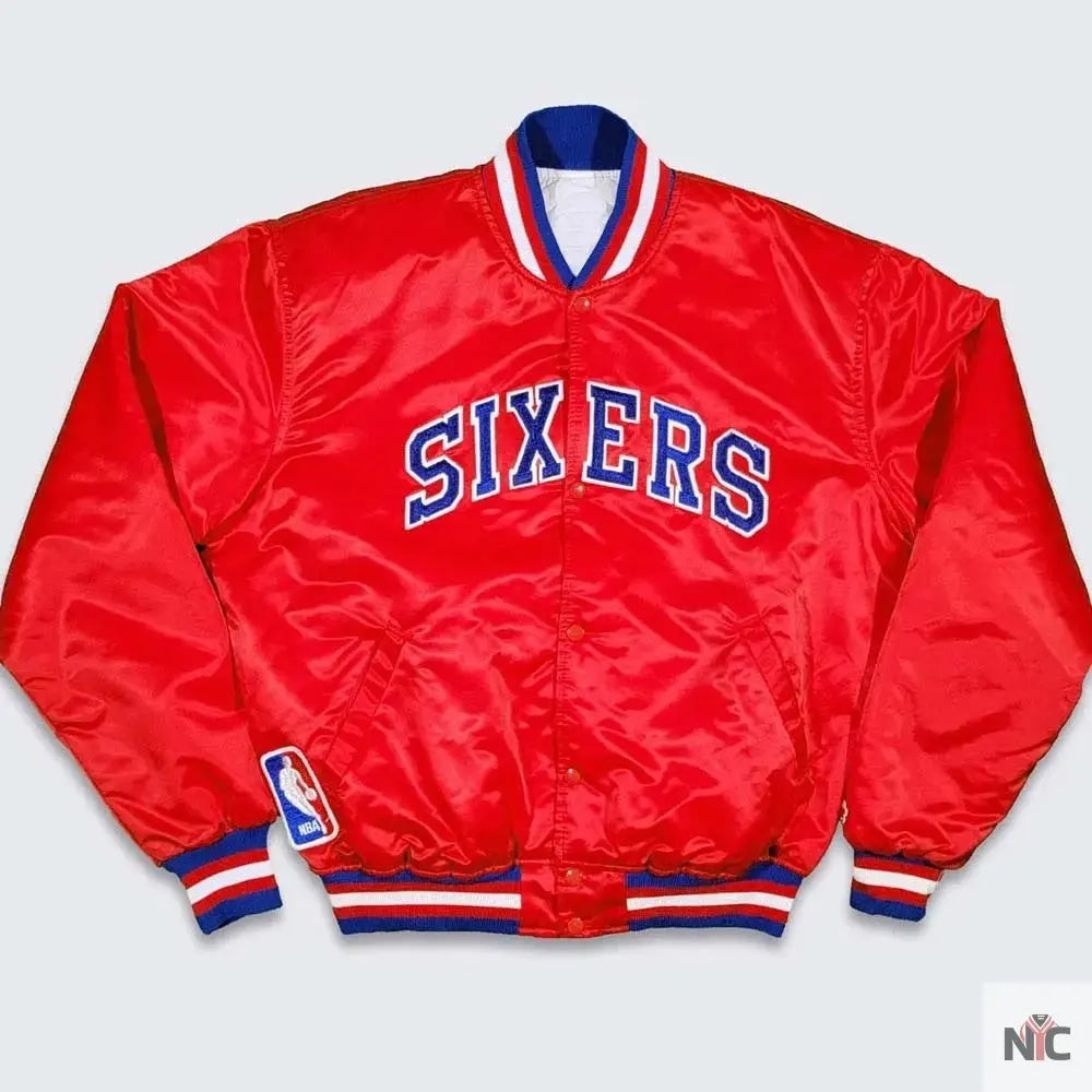 76ers Philadelphia Sixers Vintage Red Jacket Clanton Jacket