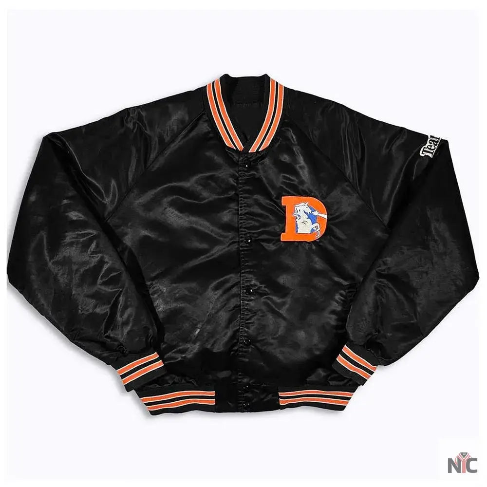 80s Denver Broncos Black Bomber Jacket Clanton Jacket