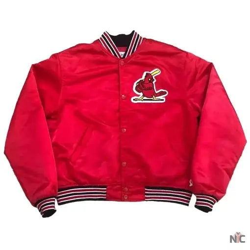 90’s St Louis Cardinals Red Satin Jacket Clanton Jacket
