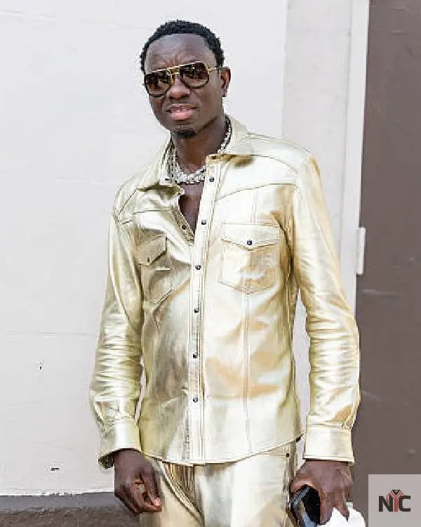 Actor Comedian Michael Blackson Metallic Shirt Clanton Jacket