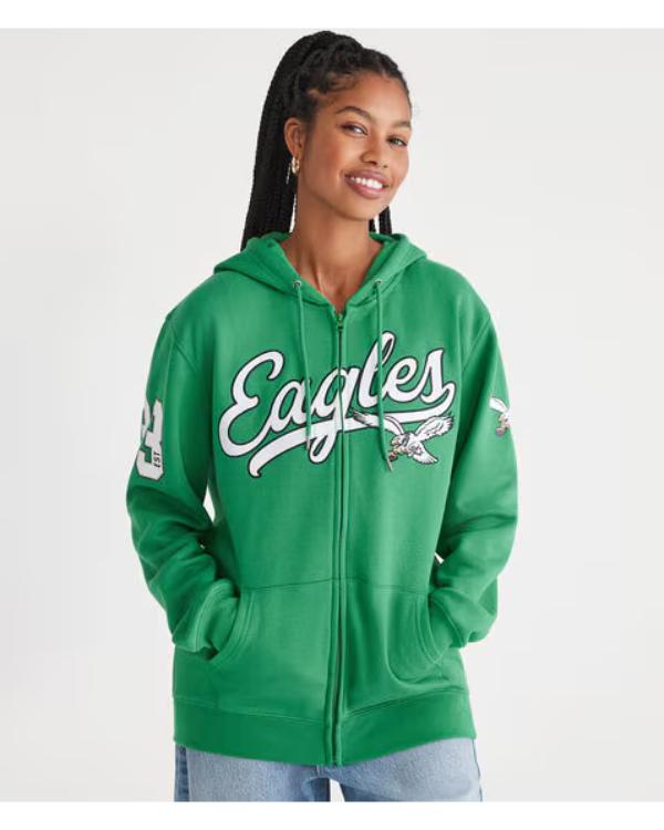 Aeropostale Eagles Script Full-Zip Hoodie Clanton Jacket
