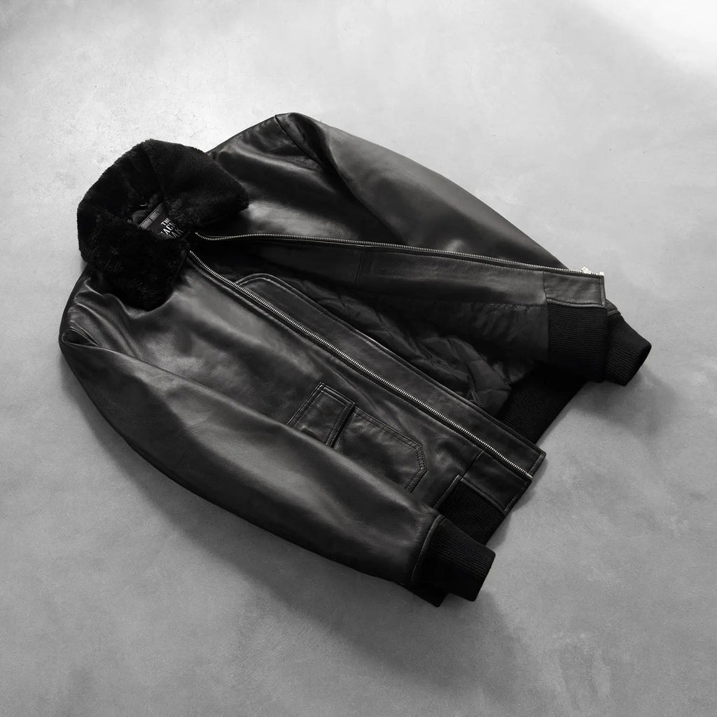 Airin G-1 Black Leather Bomber Jacket Clanton Jacket