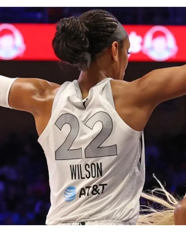 A’ja Wilson Las Vegas Aces White Jersey Clanton Jacket