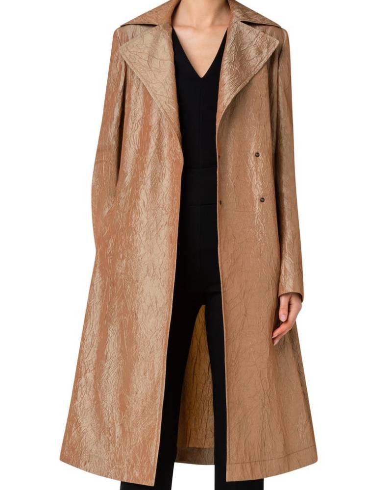 Akris Punto Beige Water Repellent Crushed Taffeta Coat Clanton Jacket