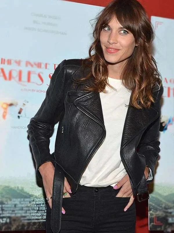 Alexa Chung Black Leather Jacket Clanton Jacket