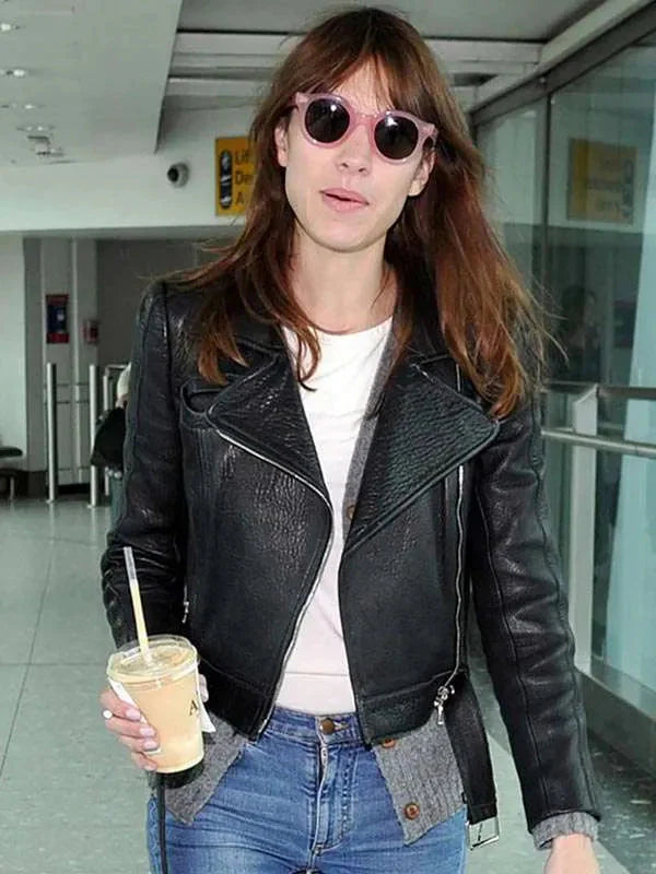 Alexa Chung Black Leather Jacket Clanton Jacket