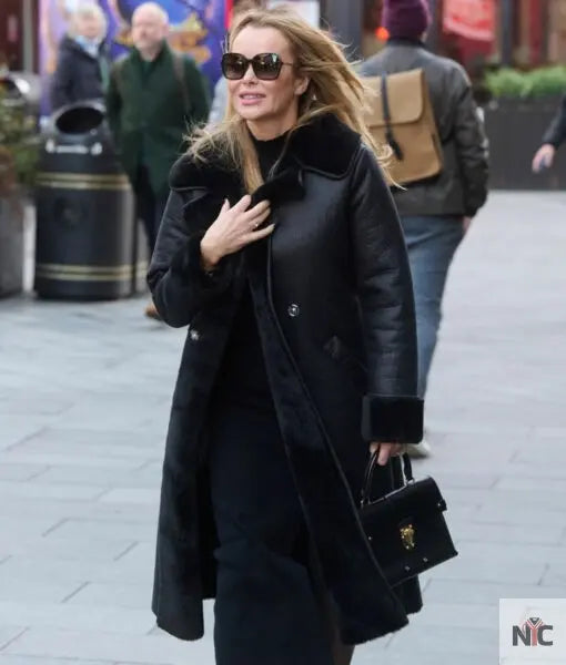 Amanda Holden Black Leather Coat Clanton Jacket