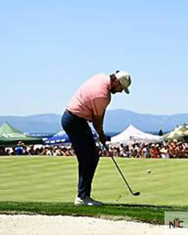 American Century Championship Travis Kelce Pink Polo Shirt Clanton Jacket