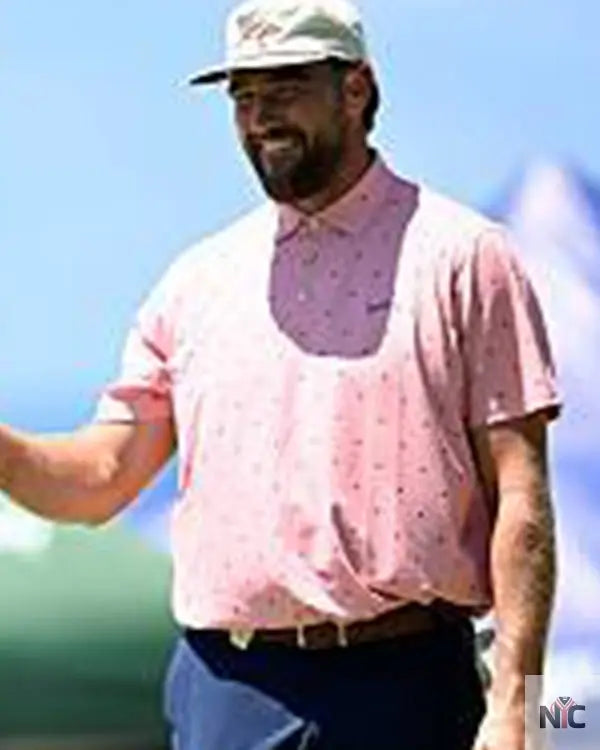 American Century Championship Travis Kelce Pink Polo Shirt Clanton Jacket