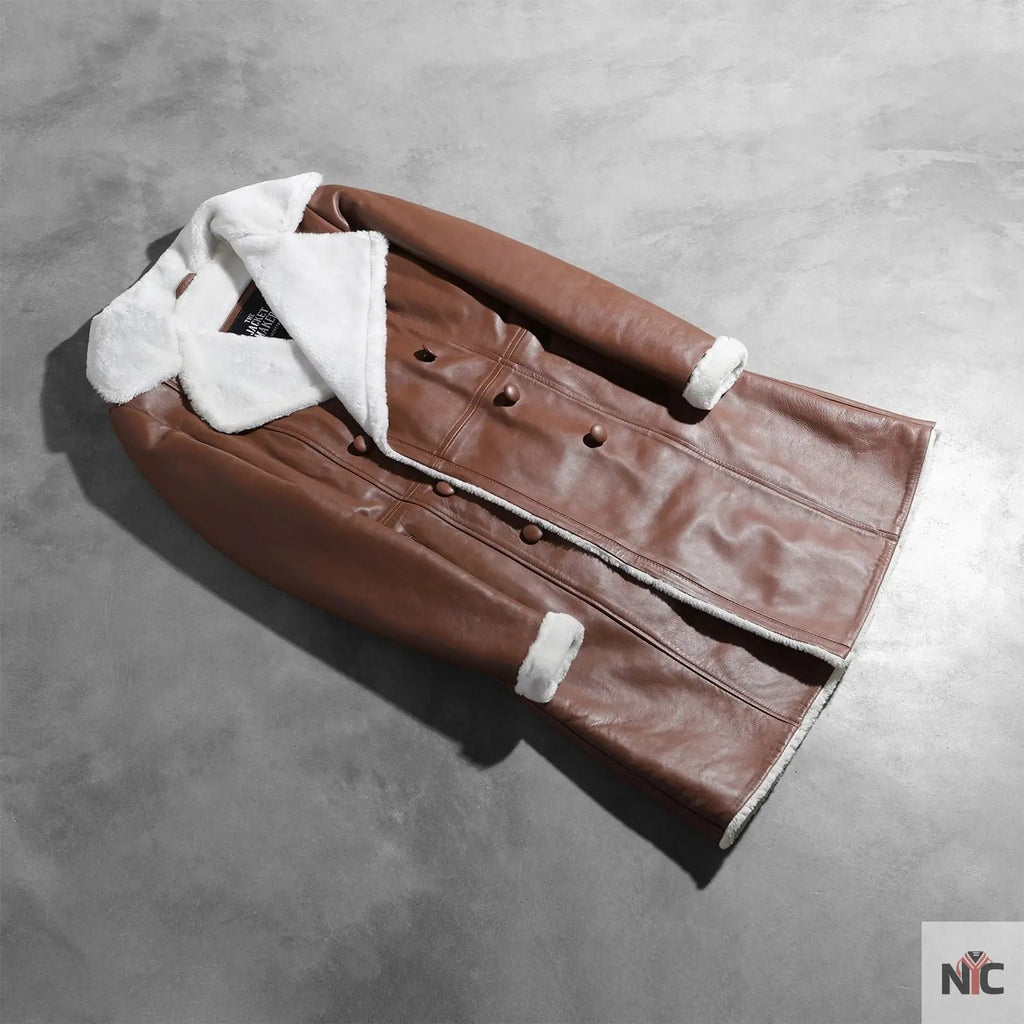 Amie Brown Double Breasted Shearling Coat Clanton Jacket