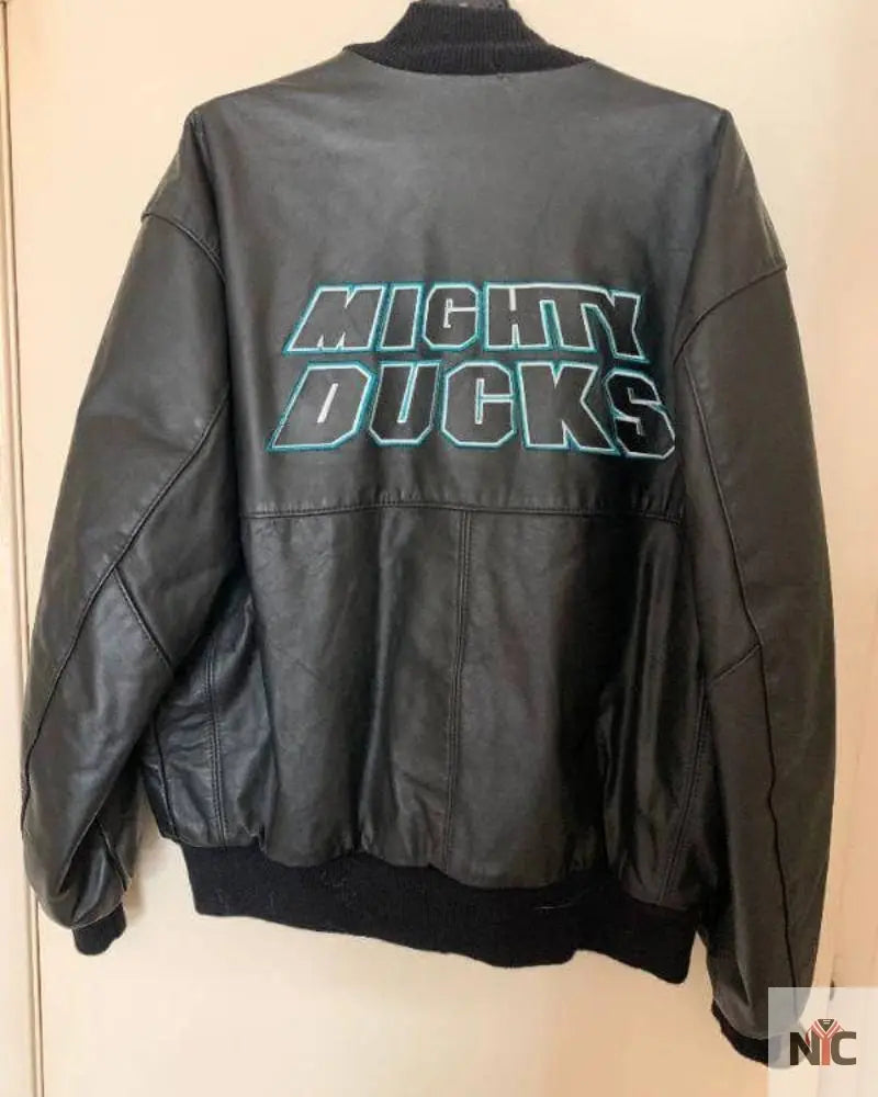 Anaheim Mighty Ducks NHL Black Leather Jacket Clanton Jacket