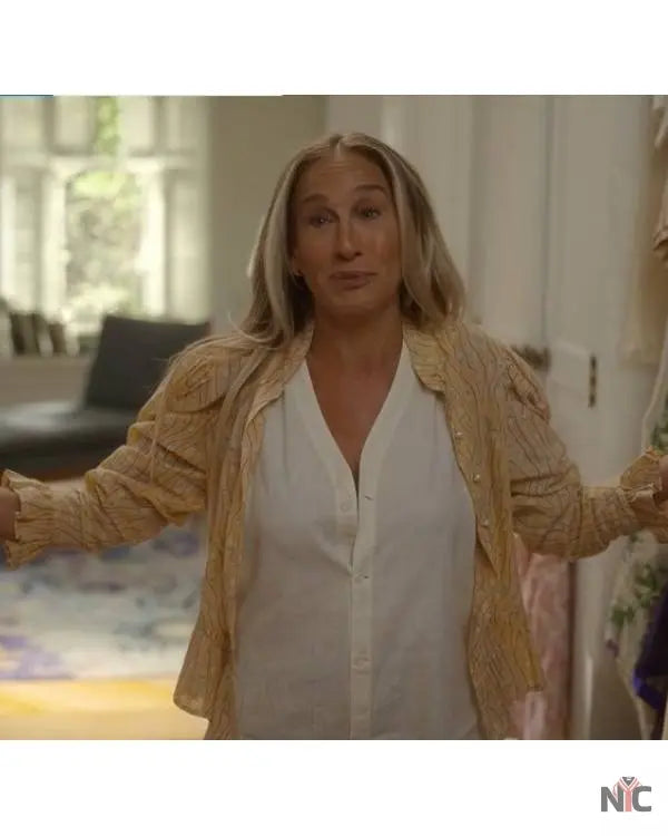 And Just Like That Sarah Jessica Parker Yellow Blouse Clanton Jacket