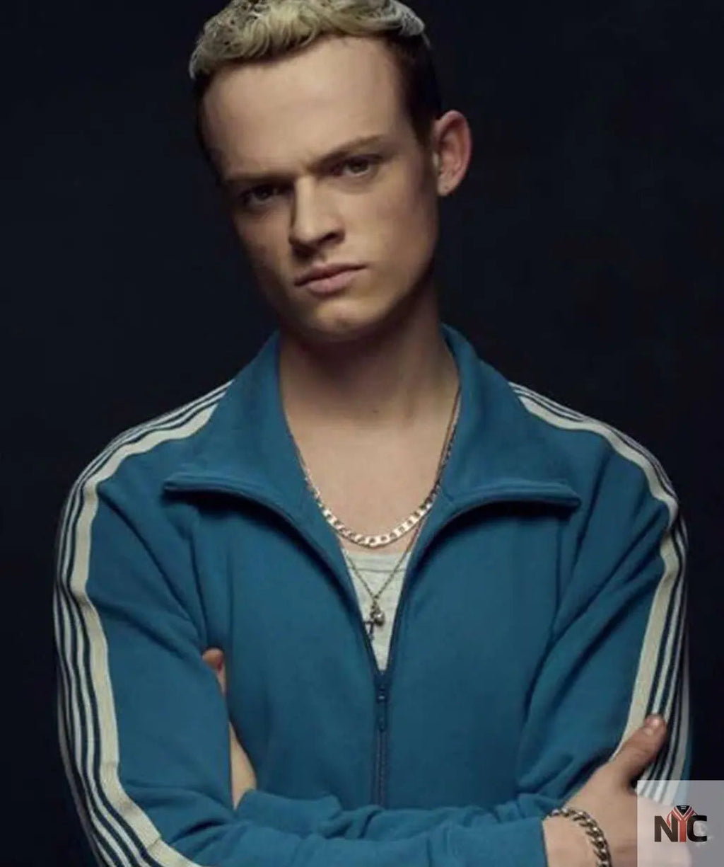 Anson Boon MobLand 2025 Eddie Harrigan Blue Tracksuit Clanton Jacket