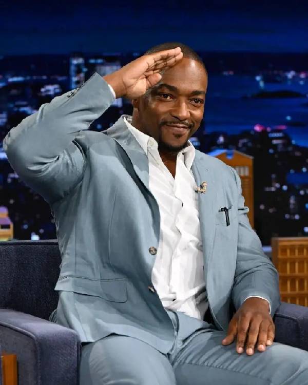 Anthony Mackie The Tonight Show Starring Jimmy Fallon S12 Blazer Clanton Jacket