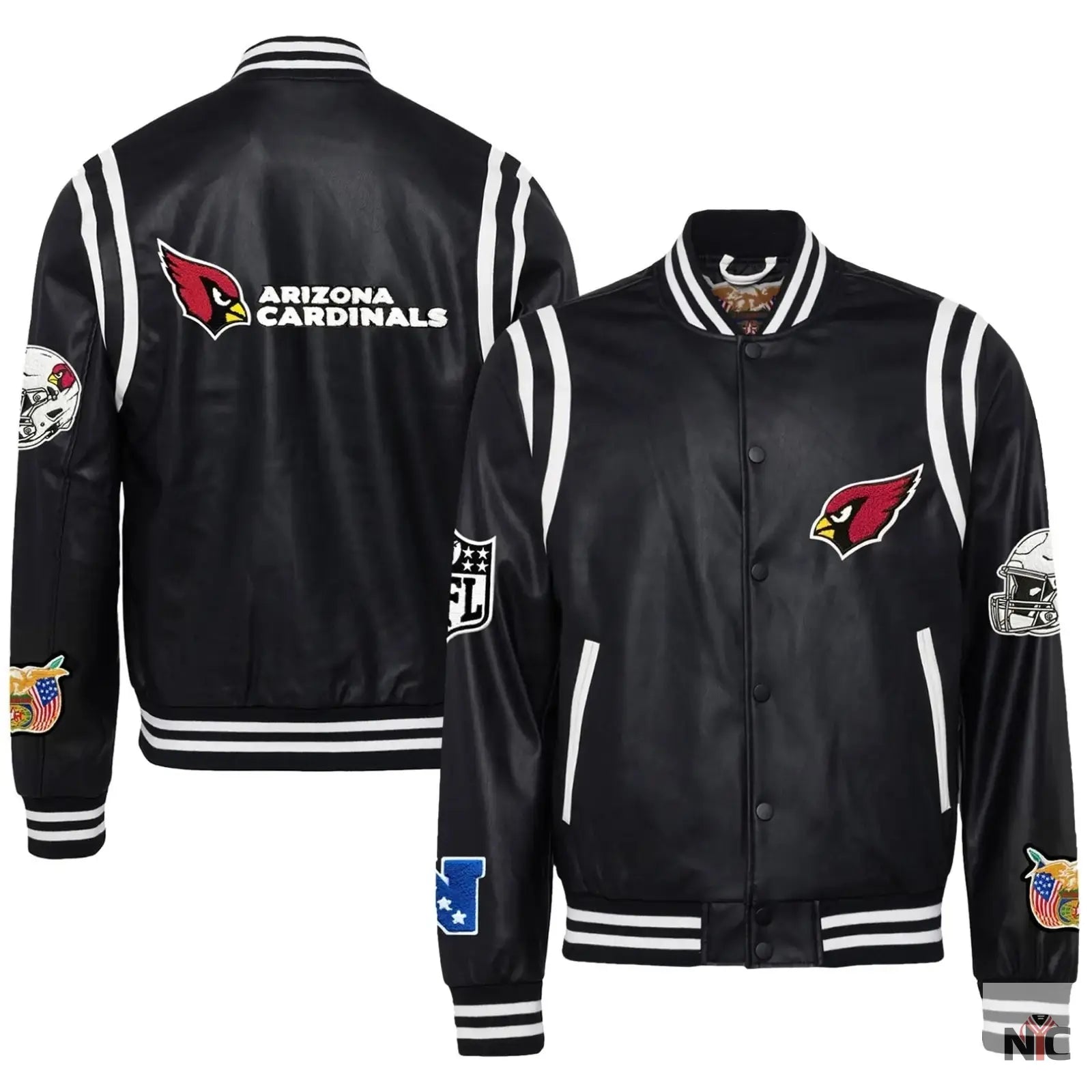 Arizona Cardinals Black Leather Varsity Jacket Clanton Jacket