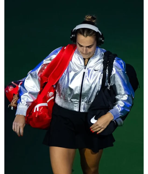 Aryna Sabalenka 2025 US Open Silver Crop Jacket USA Jackets