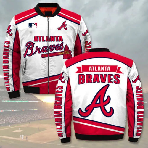 Atlanta Braves Red and White Bomber Jacket