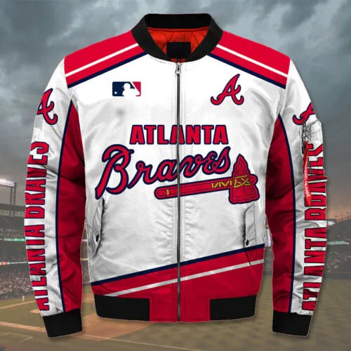 Atlanta Braves Red and White Bomber Jacket