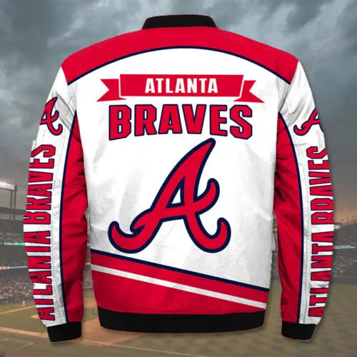 Atlanta Braves Red and White Bomber Jacket
