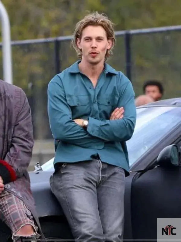 Austin Butler Caught Stealing Blue Shirt Clanton Jacket