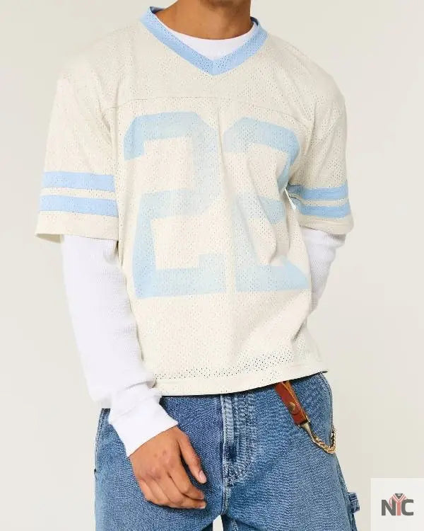 Bachelor in Paradise Justin Glaze Blue and White Jersey Clanton Jacket