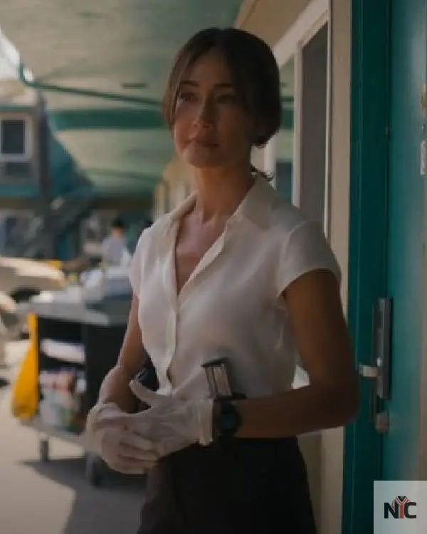 Ballard S01 Maggie Q White Shirt Clanton Jacket