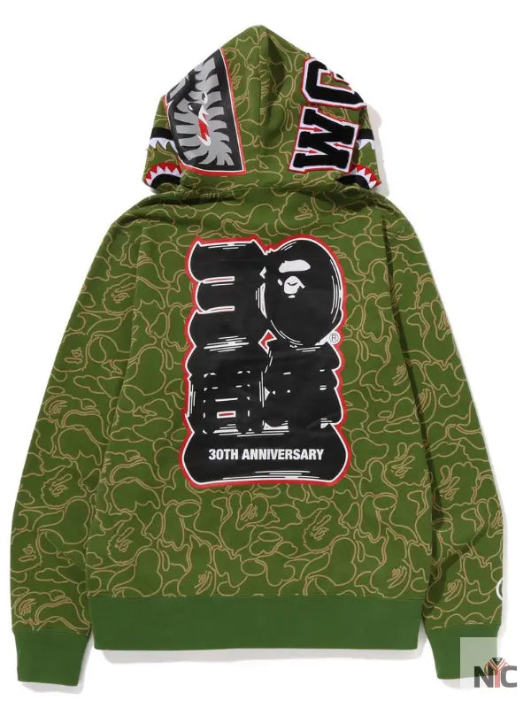 Bape 30th Anniversary Line Camo Shark Full Zip Hoodie Clanton Jacket